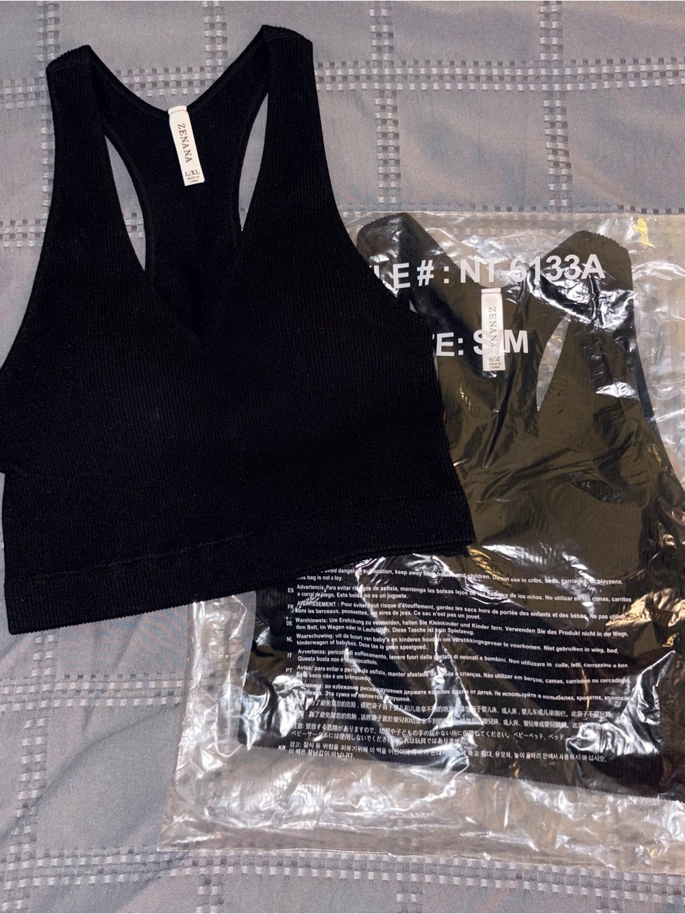 Zenana Black Ribbed Racerback Brami S/M